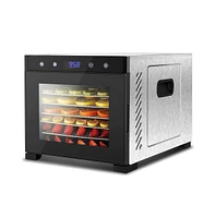 NutriChef Premium Food Dehydrator Machine with 6 Stainless Steel Trays, Digital Timer, and Temperature Control - NCDH6S7