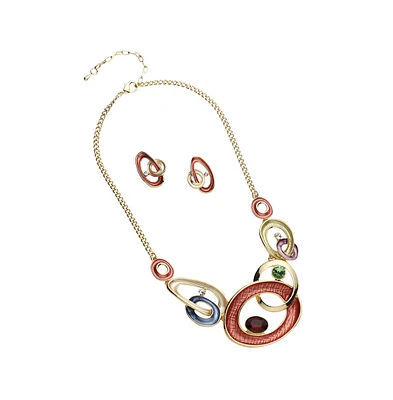 Sohi Women's Circular Cluster Jewellery Set