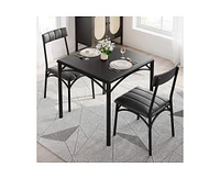 Gaomon Dining Table Set, Kitchen Table and Chairs for 2, with 2 Upholstered Chairs, 3 Piece Dining Table Set,Rustic Grey