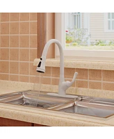 Mondawe pull down kitchen faucet,White