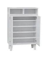 Kings Brand Furniture Elgin 2-Door Shoe Rack Storage Cabinet, White