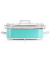 MegaChef 3.5 Quart Casserole Slow Cooker with 3 Temperature Settings in Turquoise