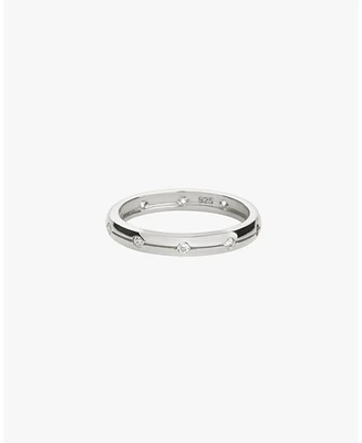 Sabrina Paved Band Ring in Sterling Silver, Size 7 – Dainty Summer Sparkle, Everyday Glamour, Elegant Style