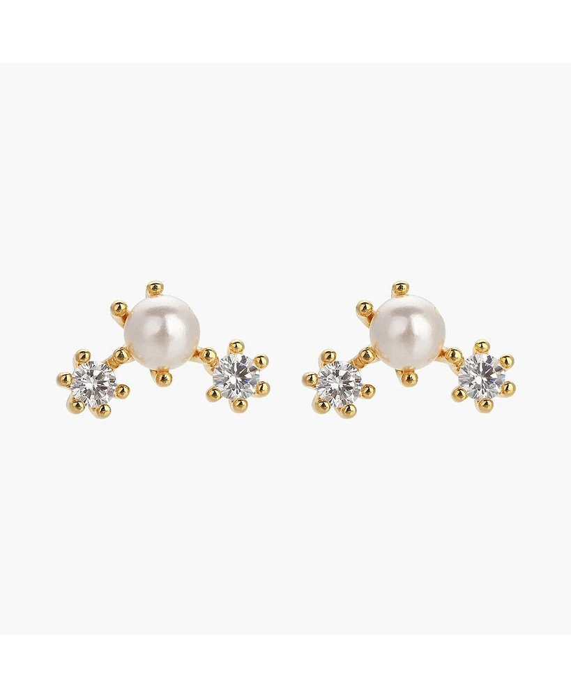 Bearfruit Jewelry Sterling Silver 18k Gold Plated Dawn Cultured Pearl Stud Earrings