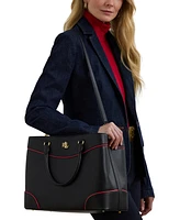 Lauren Ralph Two-Tone Leather Large Marcy Satchel