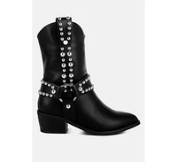 London Rag Altair Studded Harness Detail Boots