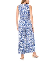 Vince Camuto Women's Printed Smocked-Waist Wide-Leg Pants