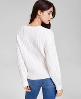 And Now This Women's Pearl-Embellished Cable-Knit Sweater, Exclusively at Macy's