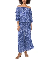 Vince Camuto Women's Printed Wide-Leg Drawstring Pants