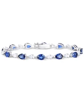 Lab Grown Blue Sapphire (10-1/2 ct. t.w.) & Lab Grown White Sapphire (2-3/4 ct. t.w.) Pear Link Bracelet in Sterling Silver