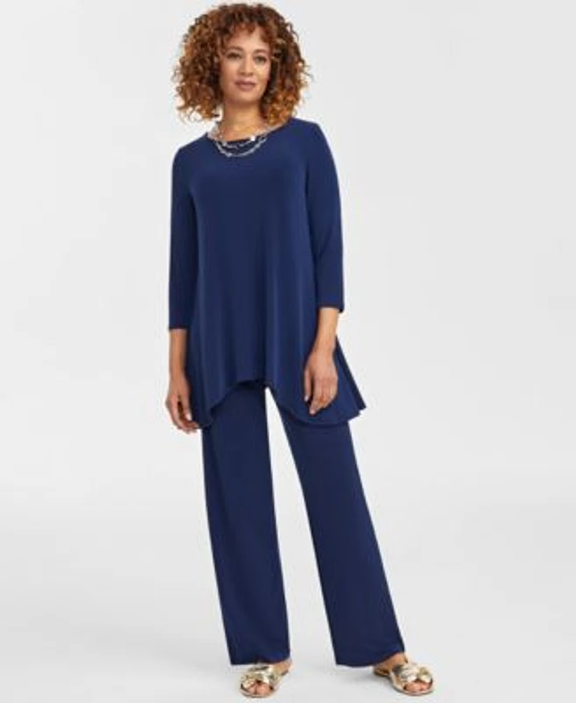 Jm Collection Womens Knit Swing Top Pull On Pants Exclusively At Macys