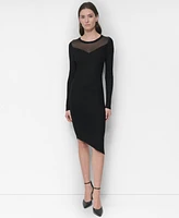 Dkny Women's Mesh Neckline Sweater Dress