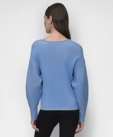 Dkny Women's V-Neck Long-Sleeve Rib-Knit Sweater