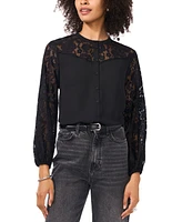 Vince Camuto Women's Lace Yoke Button-Front Top