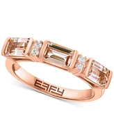 Effy Morganite (1-5/8 ct. t.w.) & Zircon (1/10 ct. t.w.) Three Stone Ring in 14k Gold-Plated