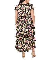 Vince Camuto Plus Size Floral-Print Tiered Maxi Dress