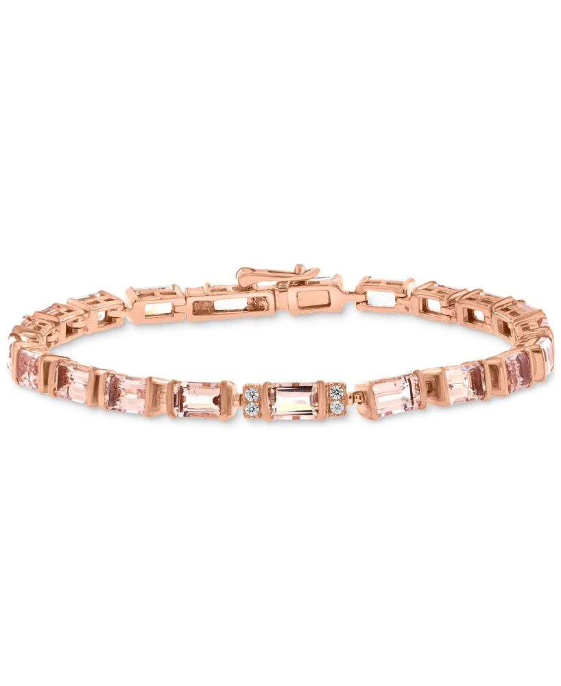 Effy Morganite (11-3/4 ct. t.w.) & Zircon (1/2 ct. t.w.) Flex Bracelet in 14k Gold-Plated Sterling Silver