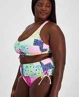 Salt Cove Plus Size Over The Shoulder Patchwork Bikini Top Bikini Bottoms