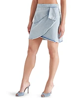 Steve Madden Women's Iilana Cotton faux-Wrap Denim Skirt