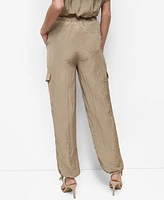 Dkny Women's Tie-Waist High-Rise Crinkle Cargo Joggers