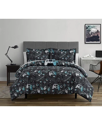 Alex + Bella Next Level Dark Grey/Blue -Piece Microfiber Comforter Set