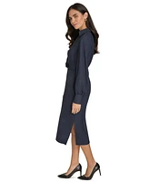 Calvin Klein Women's Faux-Wrap Long-Sleeve Sheath Dress