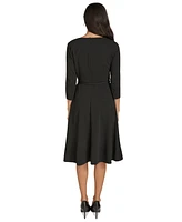 Calvin Klein Women's Asymmetric-Neck Belted Dress