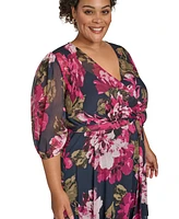 Calvin Klein Plus Floral-Print A-Line Wrap Dress