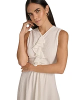 Calvin Klein Women's V-Neck Ruffle-Front Sleeveless Dress