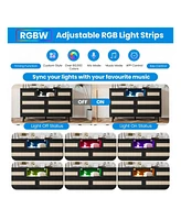 gaomon Natural Rattan Dresser For Bedroom With Led Light And Charging Station, 6 Drawer Double Dressers, Modern Wooden Dresser Chest