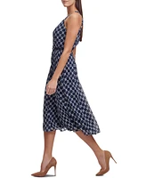 Tommy Hilfiger Petite Connect A Dot Chiffon Belted Midi Dress