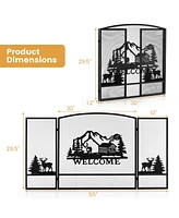 Sugift 55 x 29.5 Inch Fireplace Screen with Natural Scenery and Moose Pattern