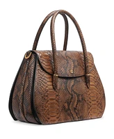 Donna Karan Bellerose Double Top Handle Python Satchel