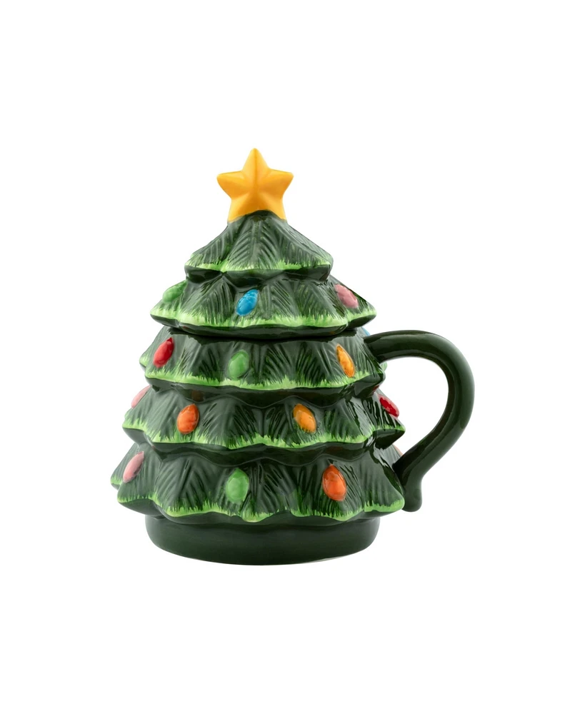 Mr. Christmas 16 Oz. Nostalgic Ceramic Tree Lidded Mug