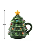 Mr. Christmas 16 Oz. Nostalgic Ceramic Tree Lidded Mug