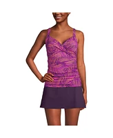 Lands' End Women's D-Cup V-Neck Wrap Underwire Tankini Swimsuit Top