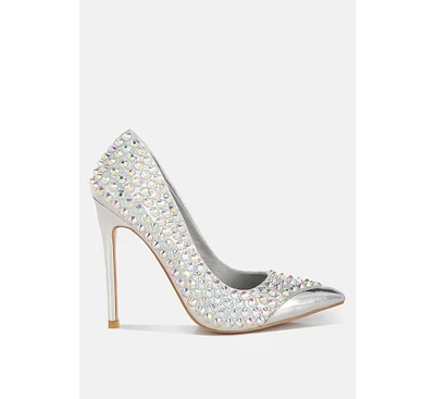 London Rag Super Fan Diamante Embellished Stiletto Pumps