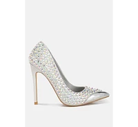 London Rag Super Fan Diamante Embellished Stiletto Pumps