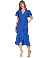 Tommy Hilfiger Women's Flutter-Sleeve Ruffle-Hem Dress