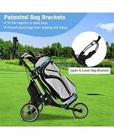 Hongge 3 Wheels Folding Golf Push Cart with Storage Bag and Scoreboard