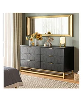 gaomon 6 Drawer Dresser For Bedroom, Modern Dressers & Chests Of Drawers, Wood Dresser Chest Organizer With Metal Legs, Large Drawers For Bedroom, Hal