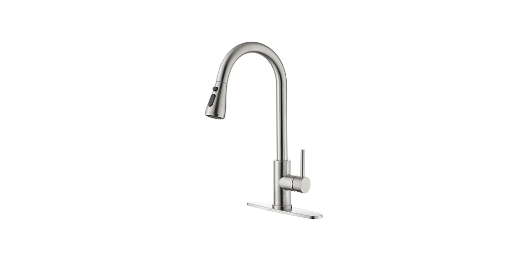Slickblue High Arc Single Handle Kitchen Faucet with Pull Down Sprayer, Stainless Steel Sink Faucet