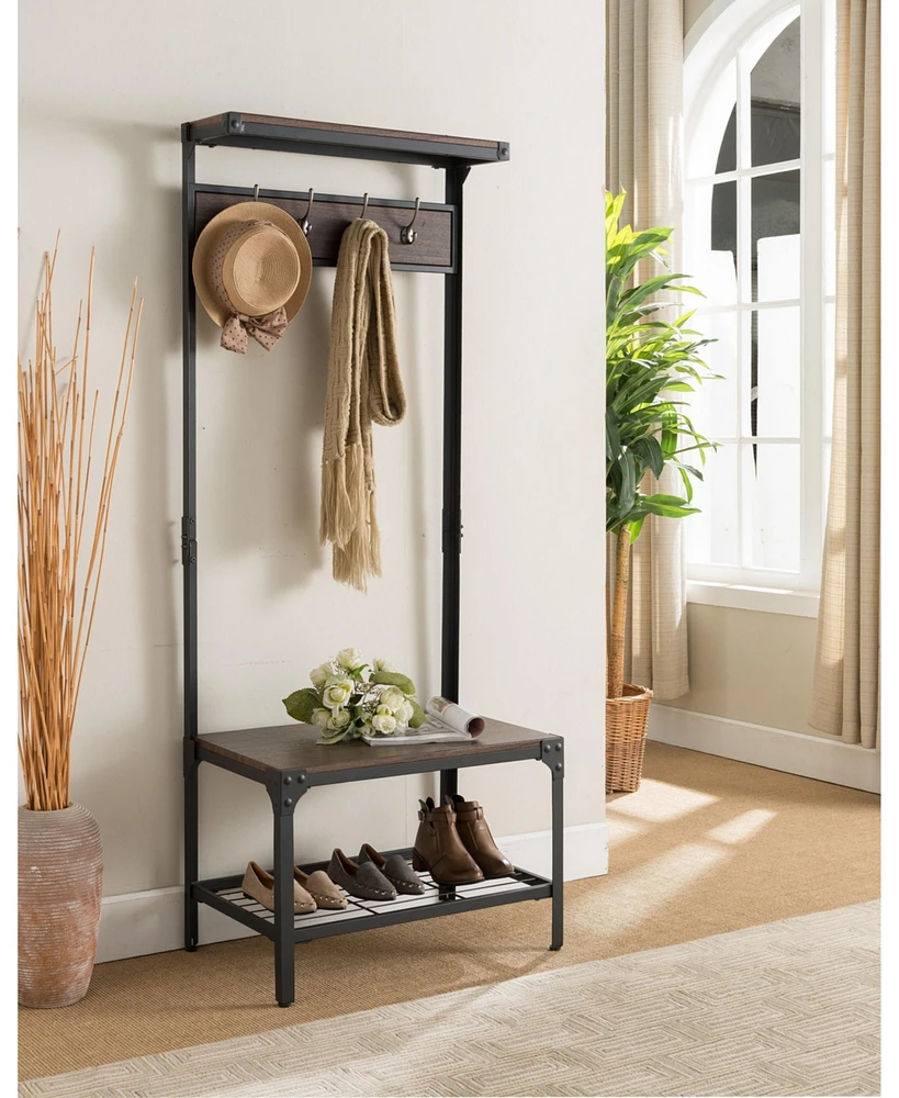 Kings Brand Furniture Joslin Hall Tree Bench With Coat Rack