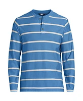 Lands' End Men's Long Sleeve Textured Herringbone Henley