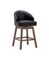 360 Degree Swivel Bar Chairs Set of 2,Counter Height Stools with Footrest-The Pop Home