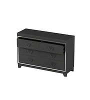 gaomon 6 Drawer Double Dresser, Dresser Closet With Anti-Tip Devices, Metal Handle, Modern Wide Chest Of Drawers, Large Storage Cabinet For Bedroom