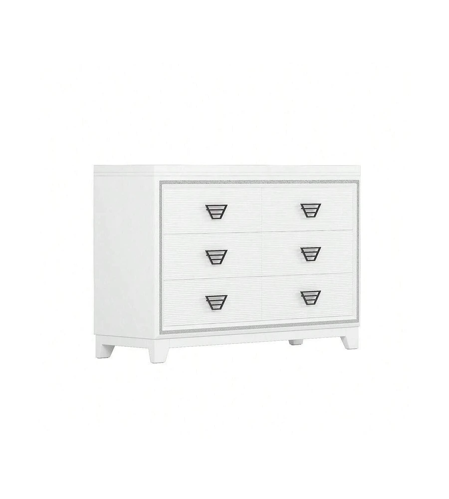 gaomon 6 Drawer Double Dresser, Dresser Closet With Anti-Tip Devices, Metal Handle, Modern Wide Chest Of Drawers, Large Storage Cabinet For Bedroom