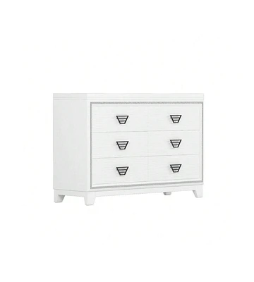 gaomon 6 Drawer Double Dresser, Dresser Closet With Anti-Tip Devices, Metal Handle, Modern Wide Chest Of Drawers, Large Storage Cabinet For Bedroom