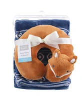 Hudson Baby Infant Boy Neck Pillow and Plush Blanket Set, Modern Fox, One