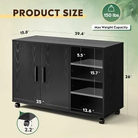 Devaise Office Storage Cabinet with Doors and Shelves, Lateral Printer Cabinet for Office Supplies and File Storage, Filing Cabinet for Home Office